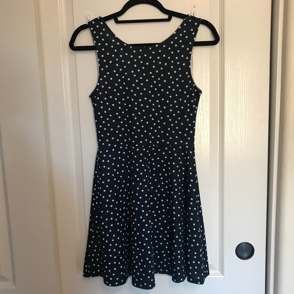 Blue Dress with White Polka Dots